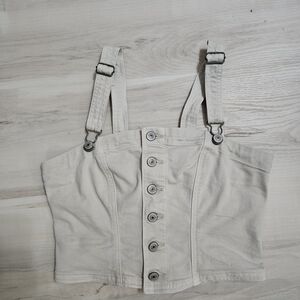 American Eagle Outfitters Beige Button-Up Crop Top